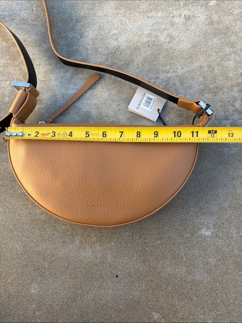 NWT AllSaints Half Moon Crossbody Bag Purse in Palisade Tan - Picture 7 of 10